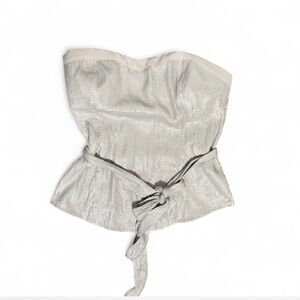 Y2K Bebe Silver Strapless Top
